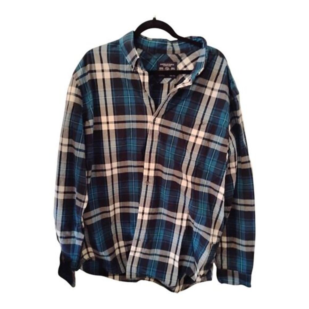 Men's American‎ Eagle Blue Buffalo Plaid Shirt Size Large